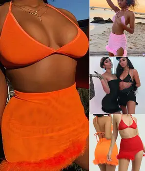 

Hirigin 2019 New Summer Sexy Women 2PCS Suit Crop Top+Mini Skirt Beach Wear Hatler Crop Top And Skirt Outfit Holiday Clothes