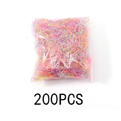 Colour 11 200/1000 шт милые цветные кольца для девочек, Одноразовые эластичные резинки для волос, резинка для хвоста, резинки для волос, Детские аксессуары для волос - Цвет: Colour 11