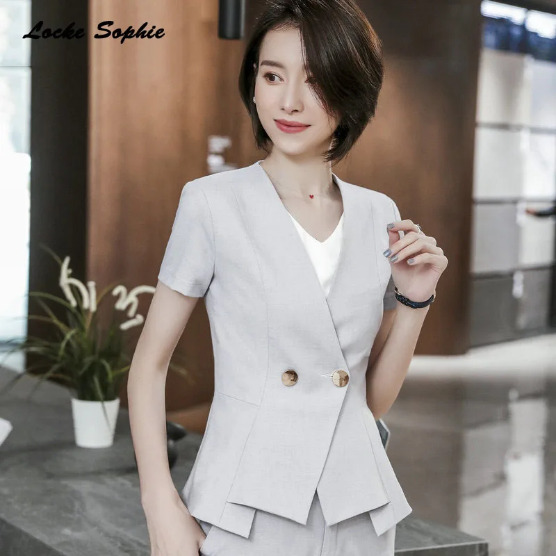 1pcs Women's Plus size Blazers coats 2019 Summer cotton blend irregular Suits jackets ladies Skinny Office Blazers Suits coats