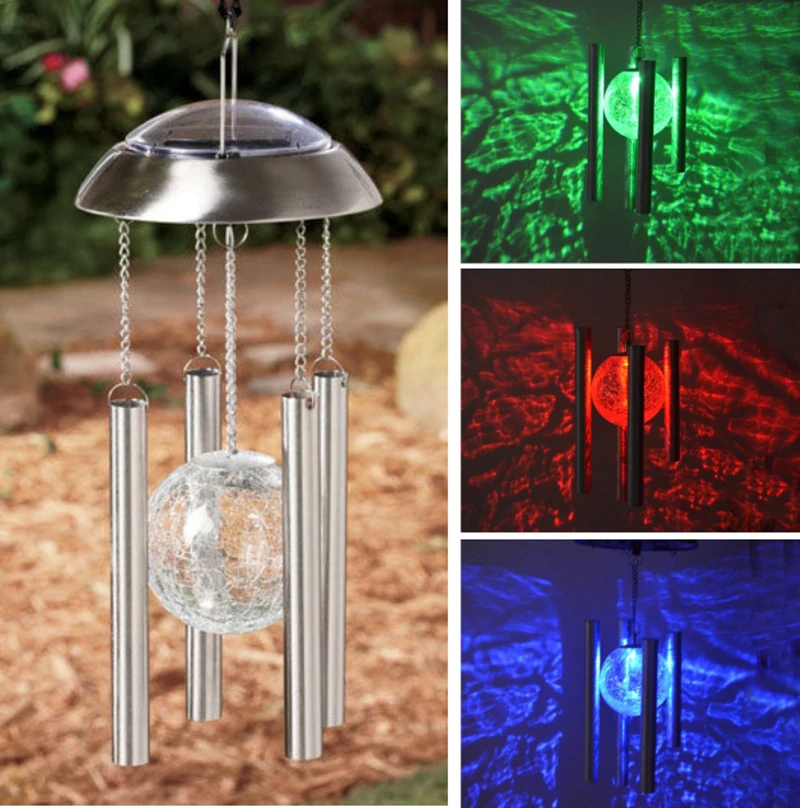 Hot Selling Copper Hanging Wind Chime Solar Light Garden Yard