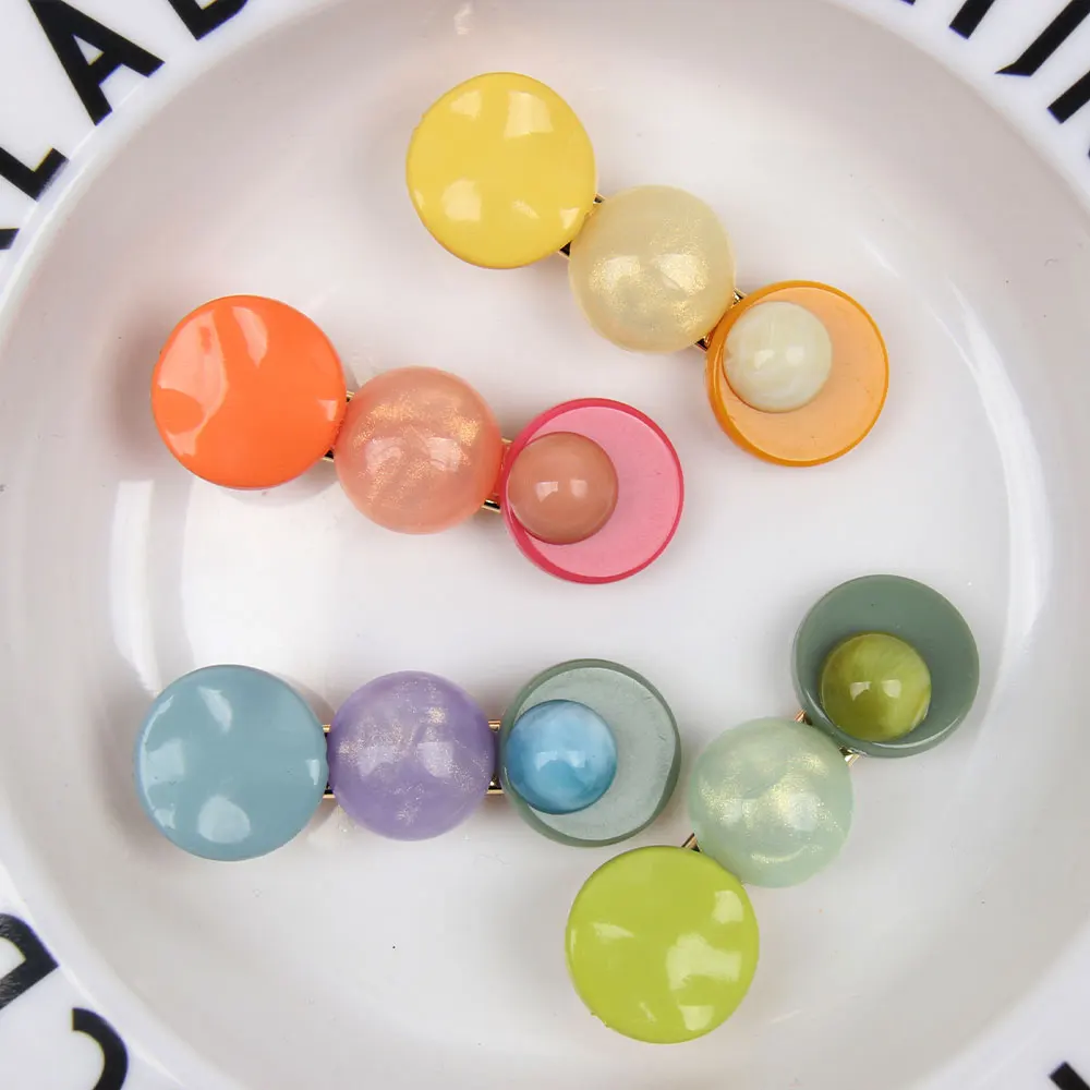 

ncmama New Candy Color Hair Clips for Women Summer Resin Hairgrips Handmade Headdress Geometric Hair Barrettes Hair Accessories