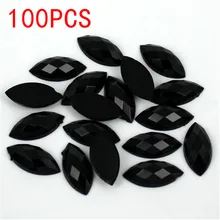 Hot Sale 100Pieces Flat Back Marquise Earth Facets black Acrylic Horse eye Shape Rhinestone Nail art diamond Nail decoration