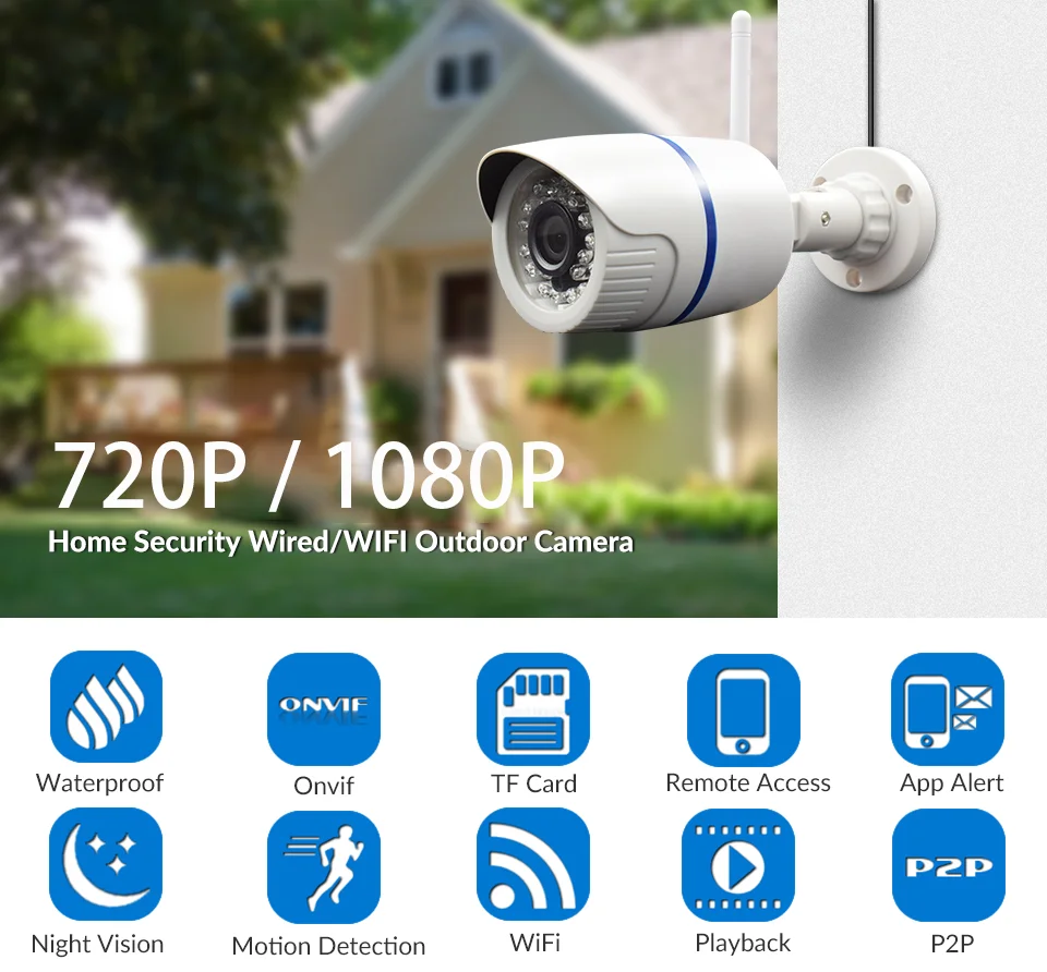 HD 1080P Wifi IP Camera Outdoor Wireless Home Security Camera Waterproof Audio Micro Bullet Camera CCTV Onvif Camera Camhi