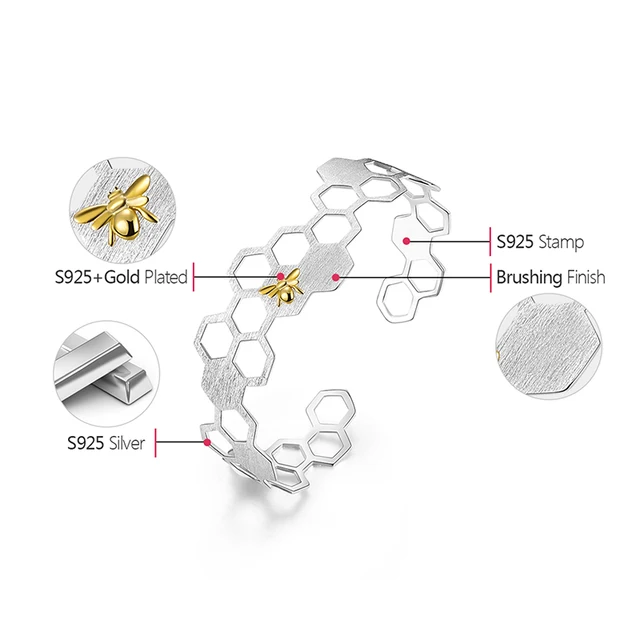 Bracelet Argent - Nid d'Abeilles 2