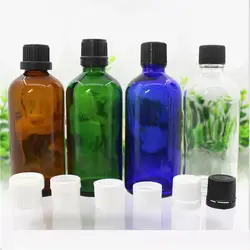 100 мл зеленый/синий/коричневый/прозрачная стеклянная бутылка пластиковая крышка тампер доказательство ребенка доказательство эфирное