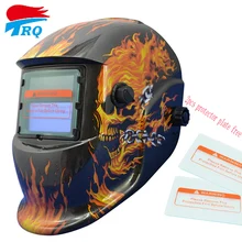 Черное пламя череп Солнечная Авто Затемнение Сварочный Шлем Сварка оборудование TIG MIG MMA электрическая сварочная маска Крышка TRQ-HD07