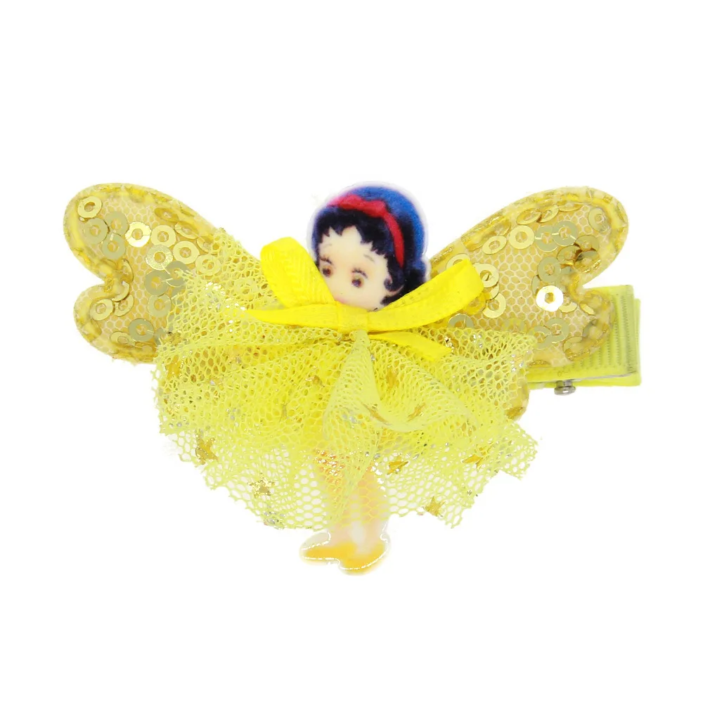 Новая модная мини-юбка с мультяшными крыльями, детские заколки для волос, заколка для волос принцессы, Детские аксессуары для волос для девушек, аксессуары - Цвет: Цвет: желтый