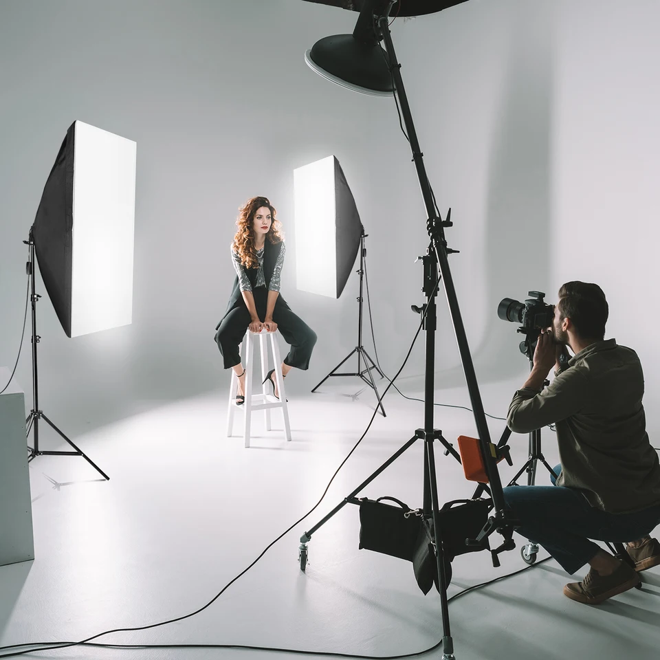 oldzon 1Photo Studio Continuous Umbrella Softbox Lighting Kit Backdrop Light Stand Set with Ebook