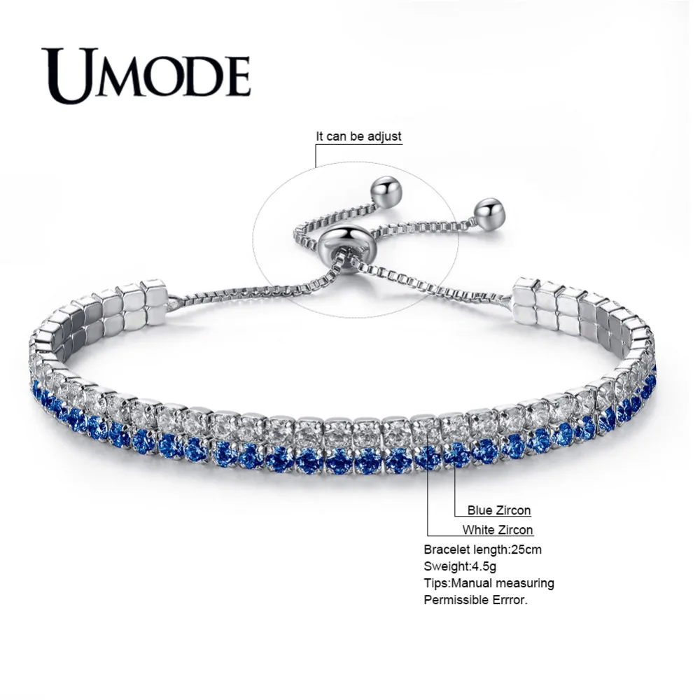 UMODE Новые разноцветные модные циркониевые браслеты с кристаллами для женщин