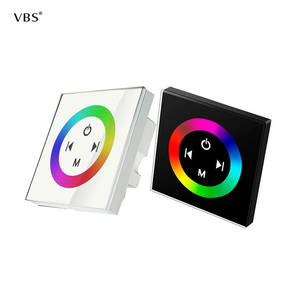 

DC12V-24V 86 Wall Mounted LED RGB Dimmer Touch Panel Controller for RGB LED Strip Tape DIY Home Lighting White Black