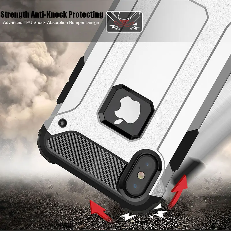 

Armor Shockproof Phone Case For iPhone 7 8 Plus X XS Max XR 11 Pro 6 6S 5 5S SE Heavy Duty Hybrid Impact TPU Protective Cover