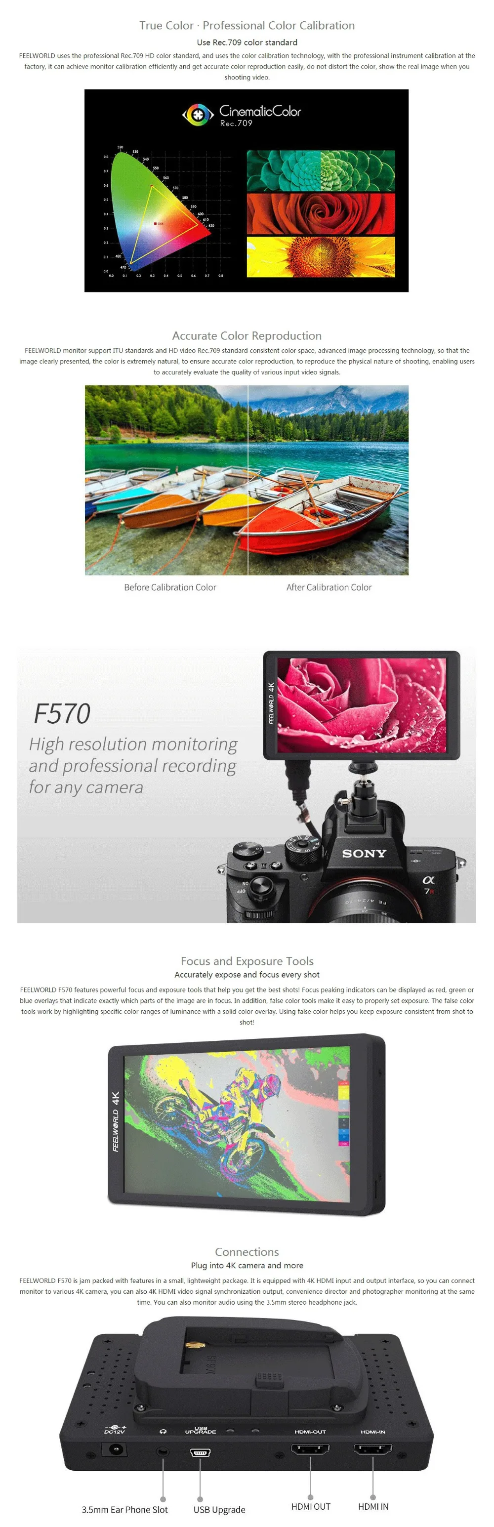 F570 5.7 4K Mini camera Monitor+HDMI Input Output IPS Full HD 1920x1080 LCD monitoring for DJI ZHIYUN Gimbal Stabilizer5