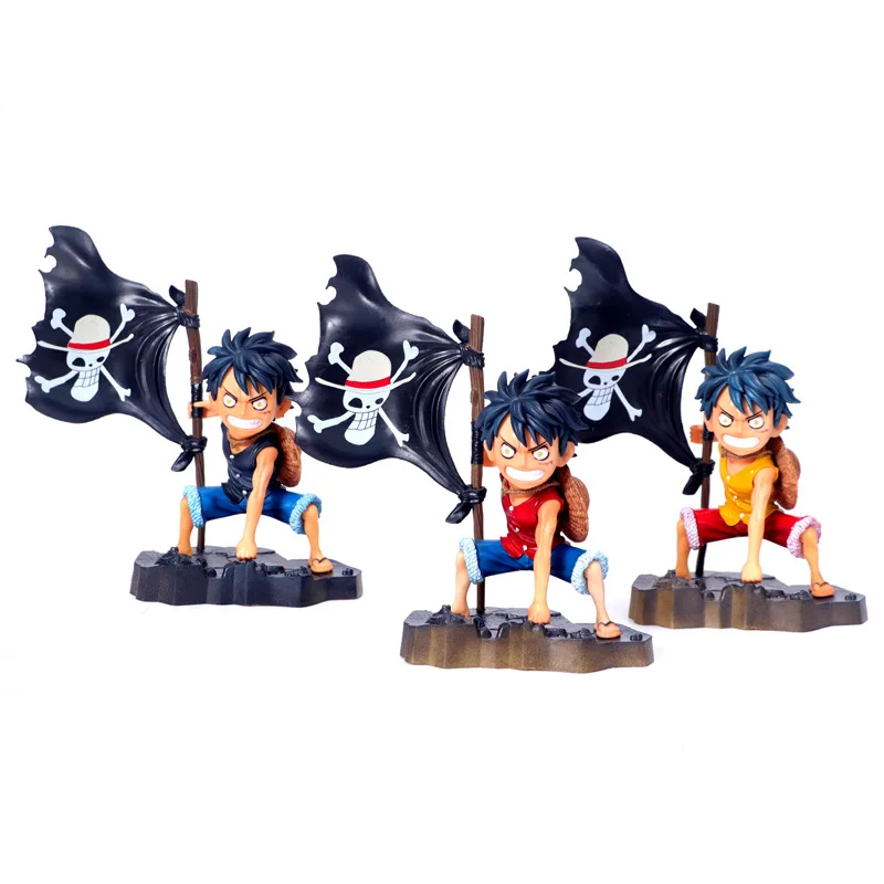 

Anime One Piece Monkey D Luffy with Pirate Flag Pre-painted Complete PVC Action Figure Collectible Model Toys Doll Gifts 15cm