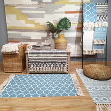 Килим турецкий синий хлопок ковер для гостиной геометрический индийский ковер полосатый современный коврик современный дизайн скандинавский стиль