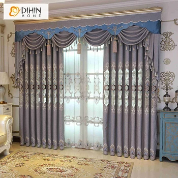 

DIHIN HOME Luxury Valance Eurpean Embroidered Customized Blackout Curtain For Living Room