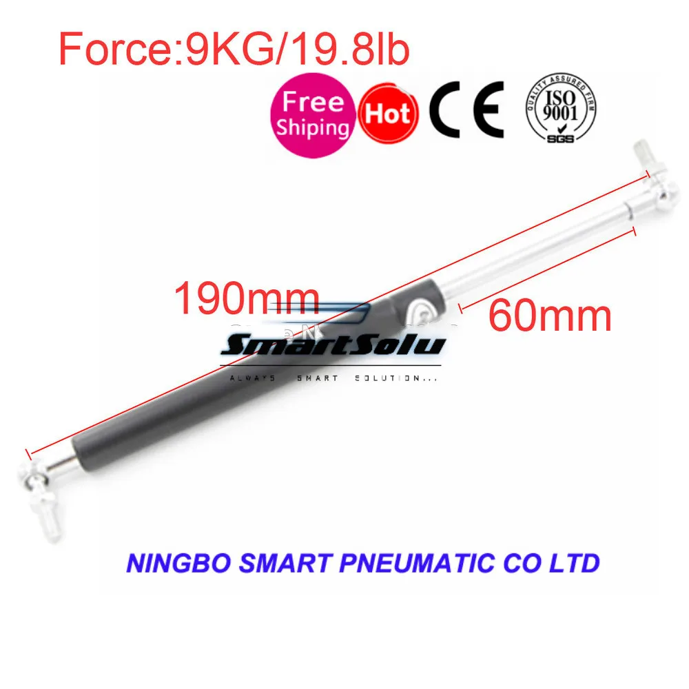 

free shipping Auto Gas Spring Damper 60mm Stroke 9Kg 19.8lb Force Ball Gas Strut Shock Spring Lift Prop Automotive M8
