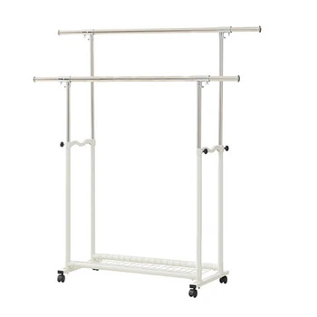 

OUNONA Multi-function Retractable Rolling Rails Home Clothes Garment Rack Stand Clothes Laundry Hanger with Wheels