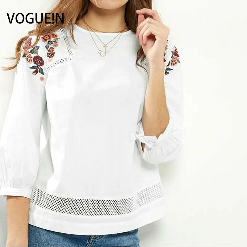 low price vogue n new womens lace mix 3 4 sleeve floral embroidered white blouse tops low price vogue n new womens lace mix 3 4 sleeve floral embroidered white blouse tops