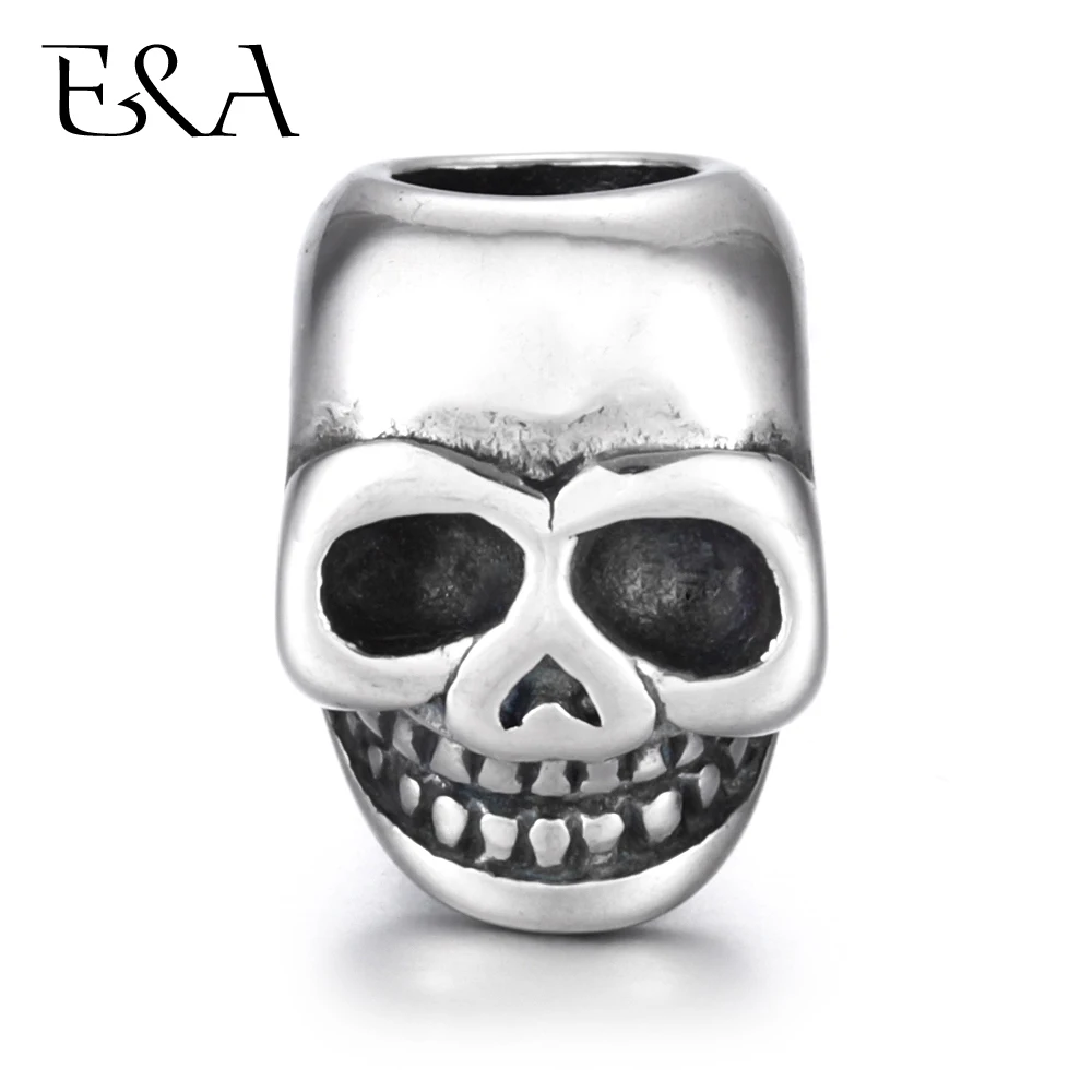 

Stainless Steel Beads Skull Blacken 5mm Hole Metal European Bead for DIY Men Bracelet Making Supplies Handmade Jewelry Findings