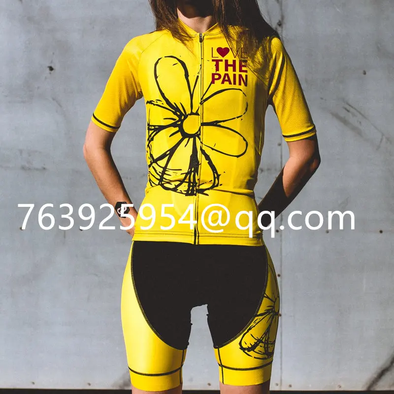 

2019 LOVE THE PAIN Pro women team custom body Equipment Triathlon suit Cycling Sets cycling clothing racing ciclismo GEL pad