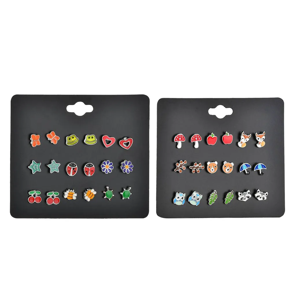 

9 Pairs Fashion Enamel Ear Stud Mixed Style Colorful Earrings Assorted Style Ear Stud Earrings for Women Girl
