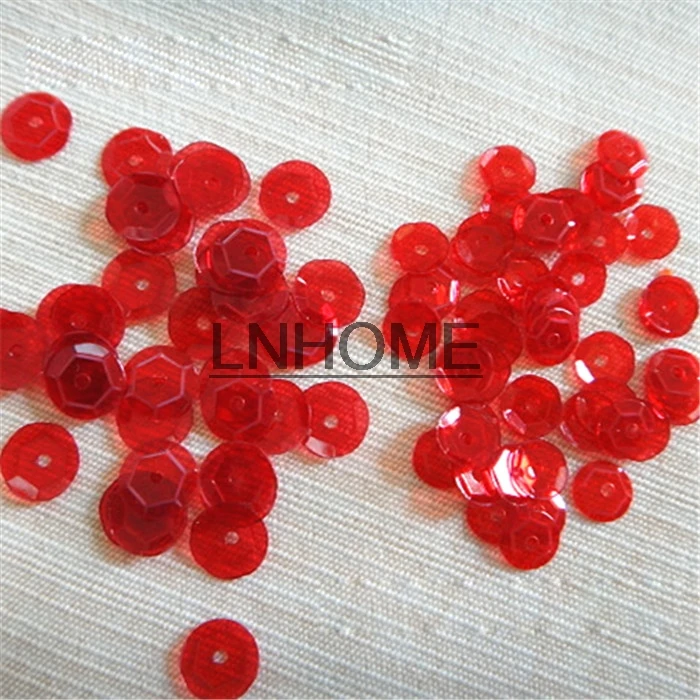 

50g(1650pcs) 8mm Cup Sequin Round Paillettes Sewing Wedding Craft DIY Garment Embossing Accessories Transparent Red