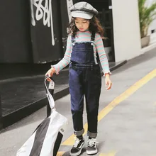 Весенние подростковые джинсовые комбинезоны для девочек модная одежда для детей