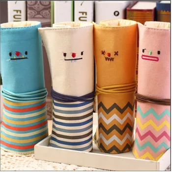 

1PC Smile Canvas Pen Bags Cute School Pencill Cases Kawaii Stationery Kids Gifts Prize Office School Supplies Free Shipping