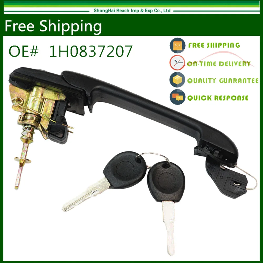 Car Black Front Door Handle with 2 lock keys For VW Volkswagen Jetta 94