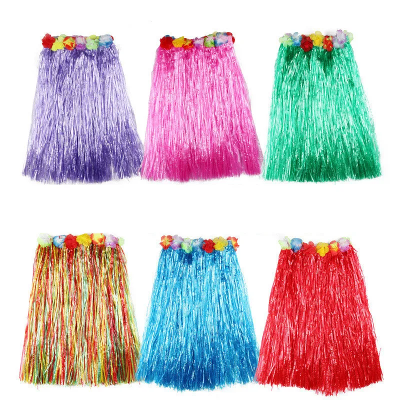 Hawaiian Style Suit Flower Skirt Garland Hula Skirt Dance Party Costume Set Woman Dress Up Hawaii Party Supplies PAT4 (17)