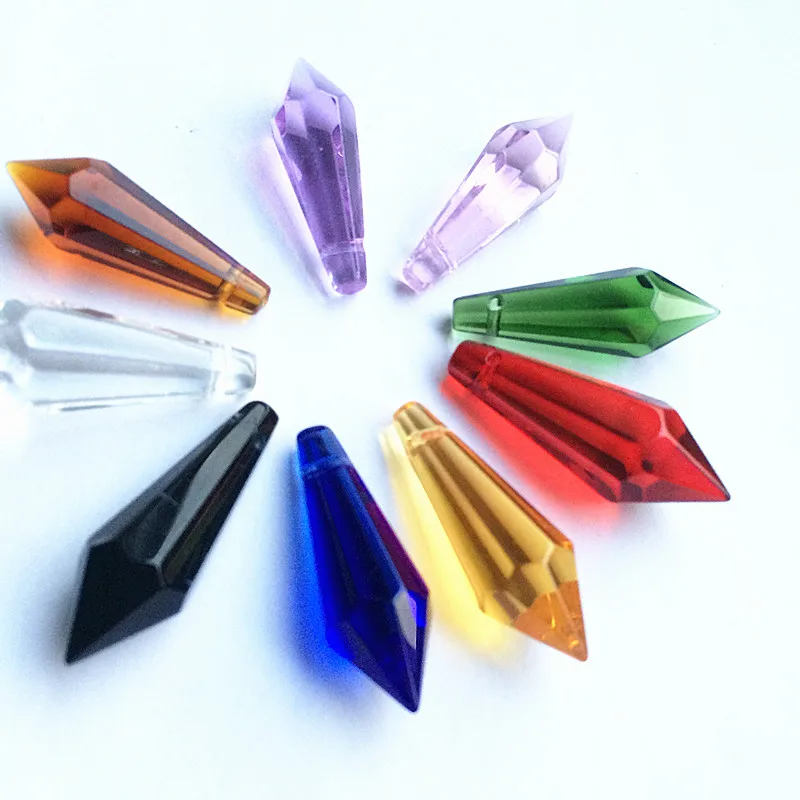 (Free Rings) 50pcs Mixed Colors 36mm Crystal Modern Icicle Prisms U-Drop Lamp Chandelier Parts Glass Trimming Parts Hanging Drop 10000pcs lot bronze color 11mm crystal chandelier connector of metal rings lamp parts connector metal connectors