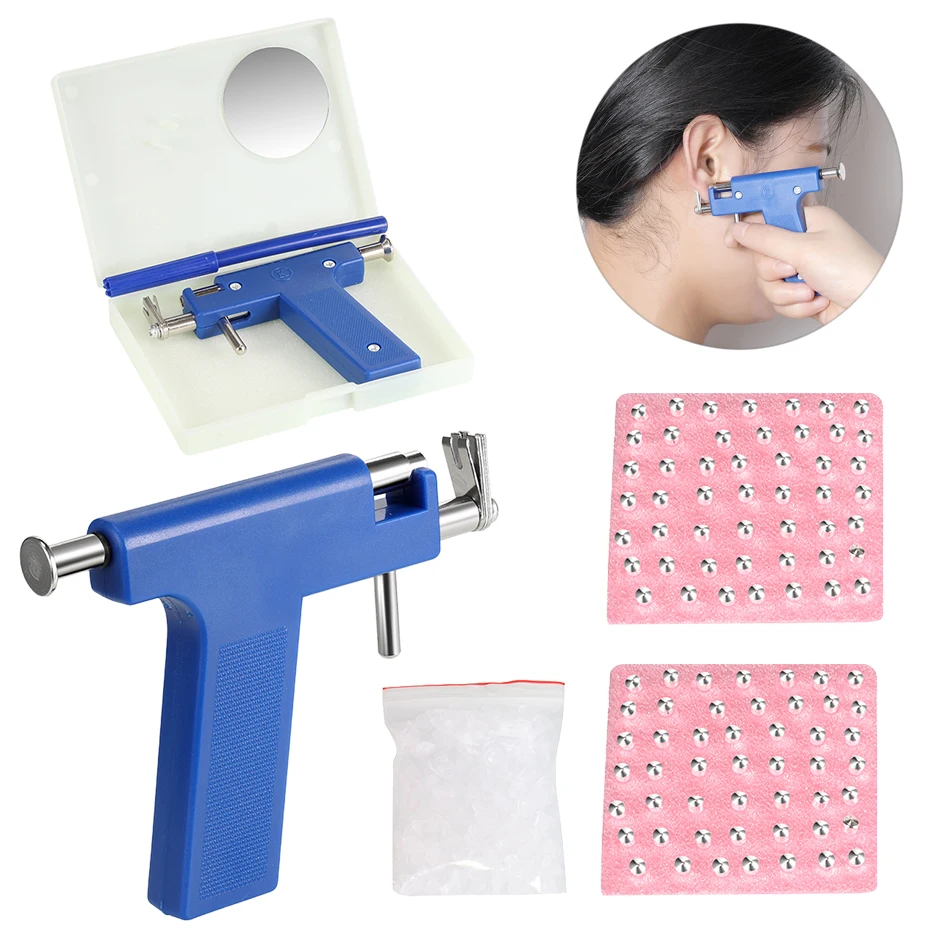 

1Set Stainless Steel Body Piercing Tool Kit Professional Ear Nose Navel Piercing Gun With Ears Studs Tool Durable Plastic Box