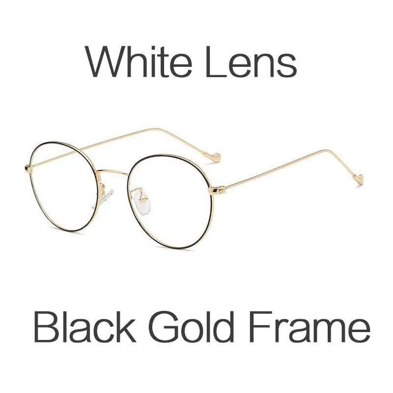 HUHAITANG Round Nearsight Glasses Women Luxury Brand Anti Blue Light Computer Eye Glasses Frames For Men Clear Myopia Eyeglasses - Цвет оправы: White Lens