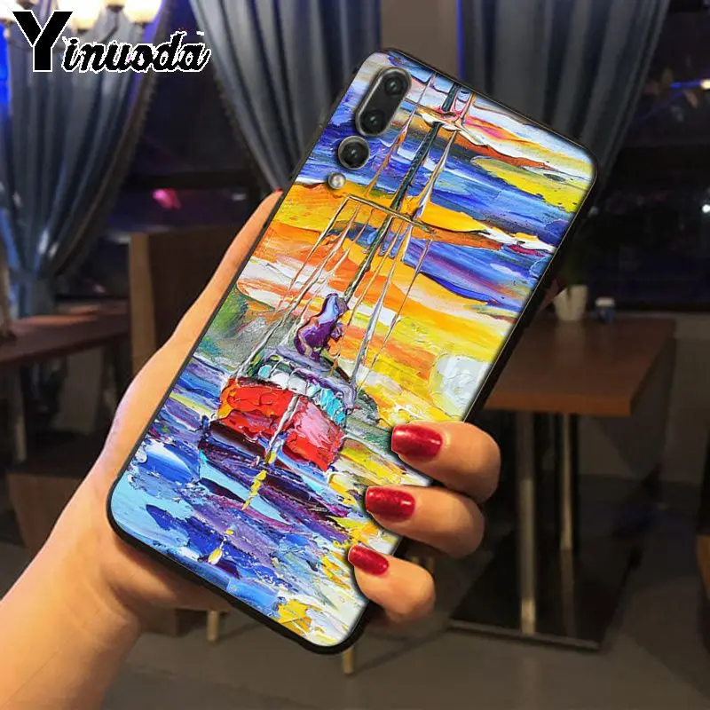 Мягкий силиконовый чехол для телефона Yinuoda sunset boat с масляной росписью huawei p20 pro
