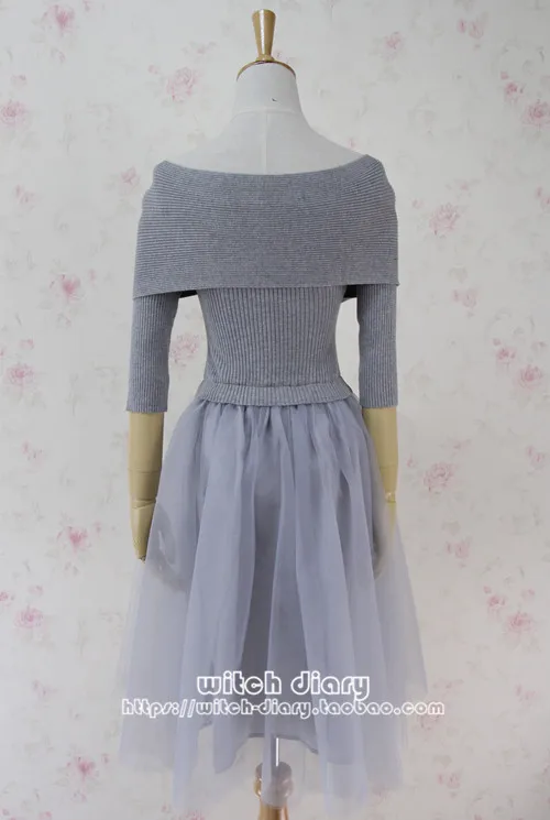 Эластичная трикотажная балетная юбка с вуалью, серое весеннее винтажное платье