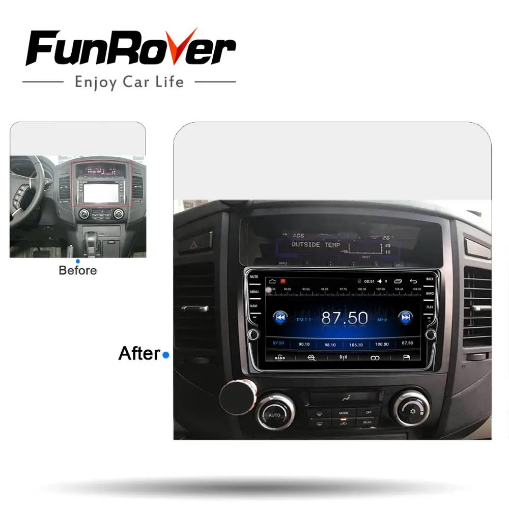 Clearance Funrover 2 din Android 8.0 car dvd multimedia Player For Mitsubishi Pajero V97 V93 2006-2015 car radio gps navigation IPS EQ RDS 1
