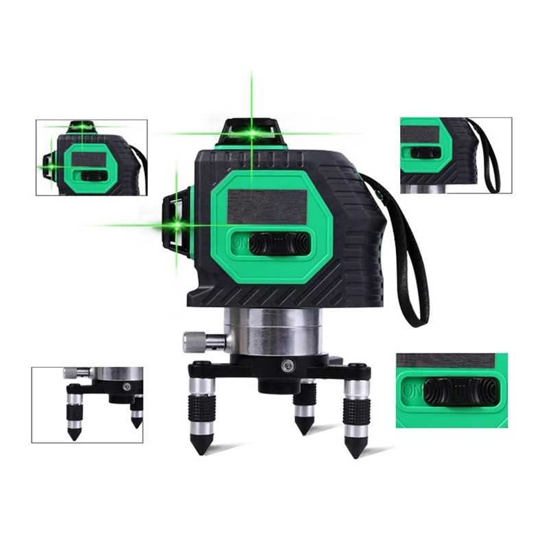 

3D 12Lines Green Laser Levels Self-Leveling 360 Horizontal And Vertical Cross Super Powerful Green Laser Beam Line