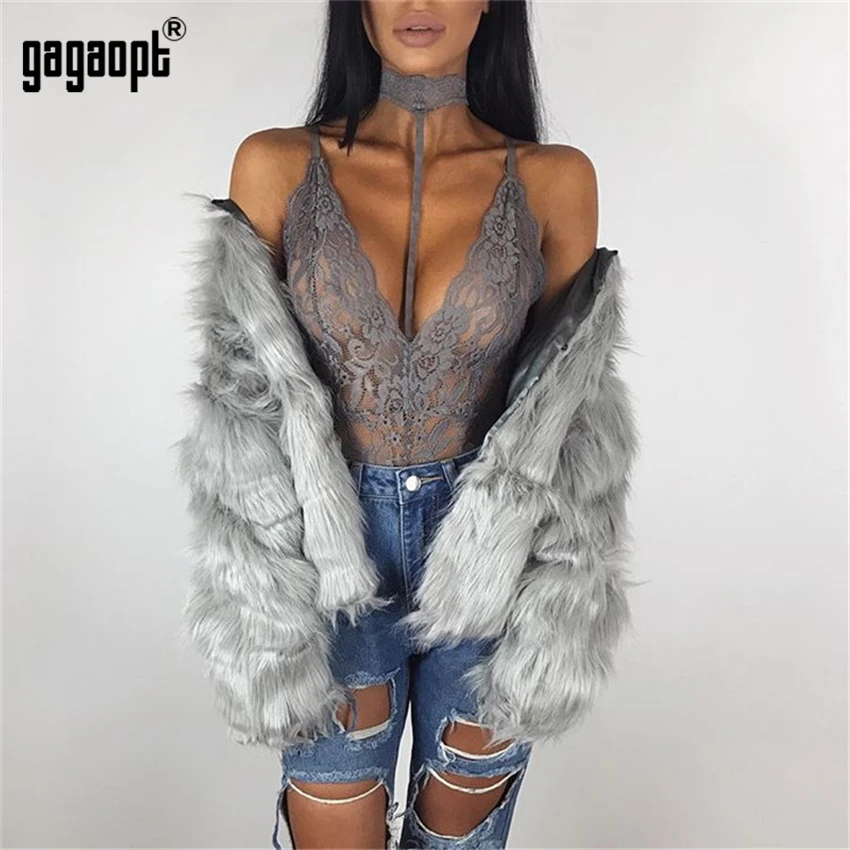 Gagaopt الكلاسيكية بودسوت/ بدلة الجسم المصنوعة من الدانتيل النساء منظور الجوف خارج مع المختنق ارتداءها رومبير بذلة مثير ارتداءها