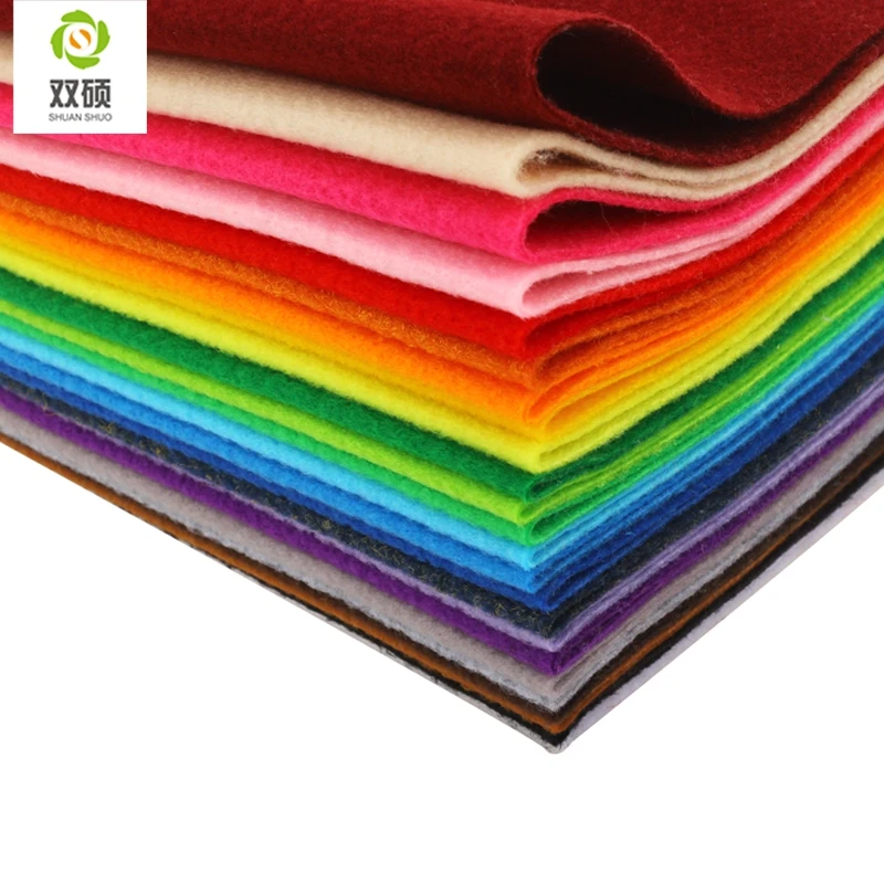 Shuanshuo New High Quality Mix color Soft Polyester Nonwoven Felt Fabric DIY Felt Fabric Pack 1.5MM Thick 24PCS/lot 30X30CM