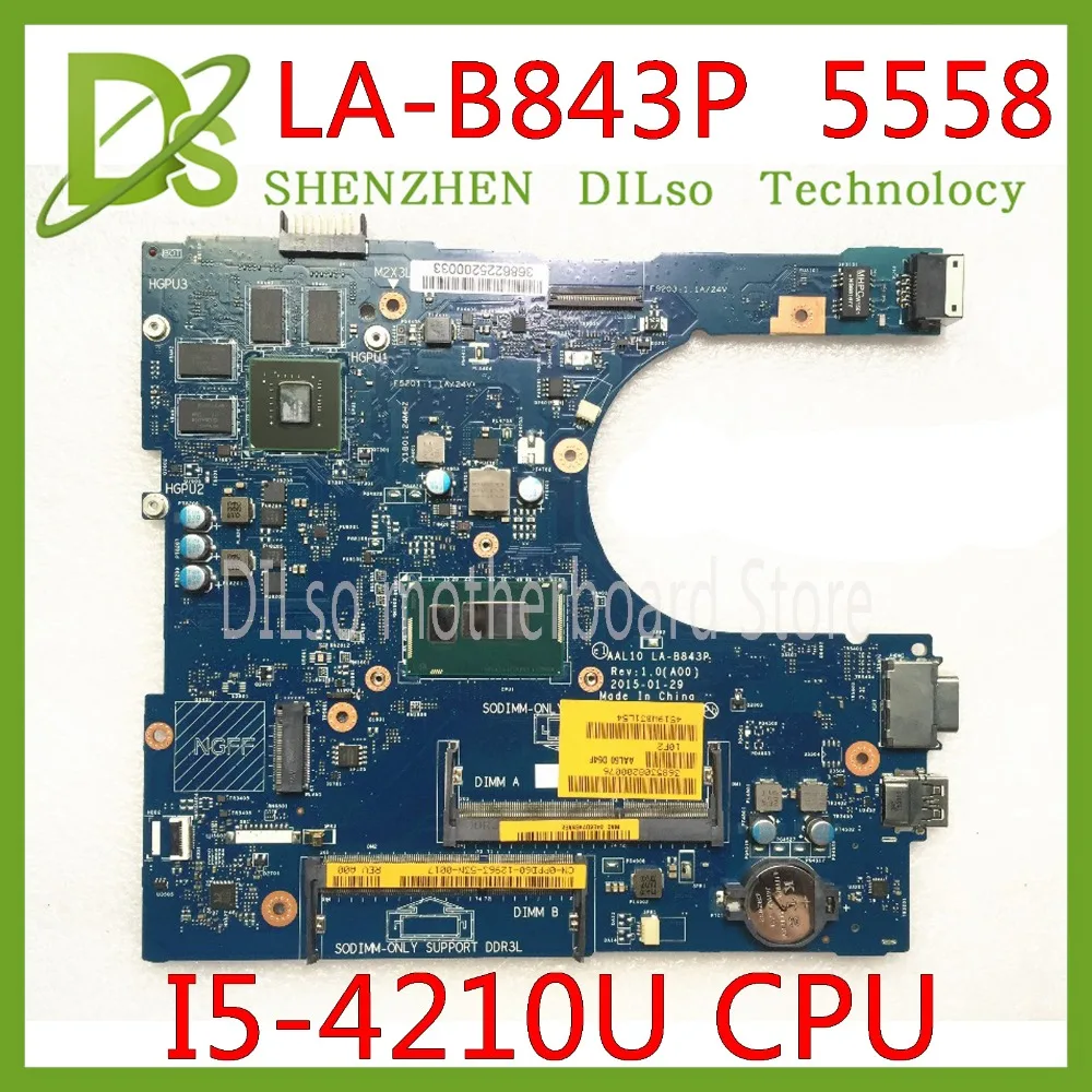 

KEFU LA-B843P CN-0FRV68 For DELL CN-0FRV68 FRV68 5458 5558 5758 Laptop Motherboard I5-4210U GT920M LA-B843P work 100%