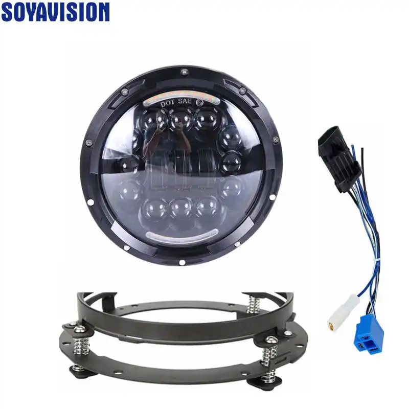 7'' Inch 90W Black LED Headlight Motor Mounting Bracket For Harley