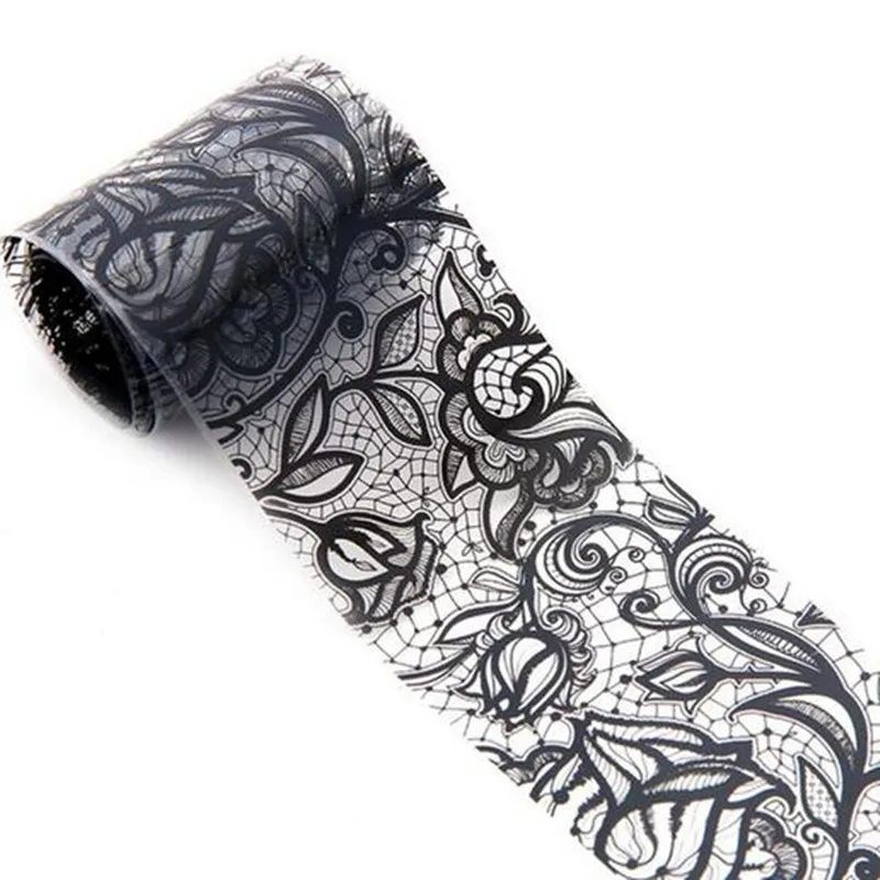 1Pc 3D Black Lace Stickers For Nails Nail Art Foil Stickers Flower Nail