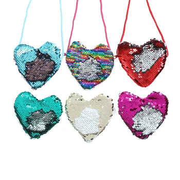 

Cute Sequins Heart Wallet Coin Purse For Girls Mermaid Tail Women Coin Bag Earphone Kids Zipper Mini Bag Pocket Change Wallet