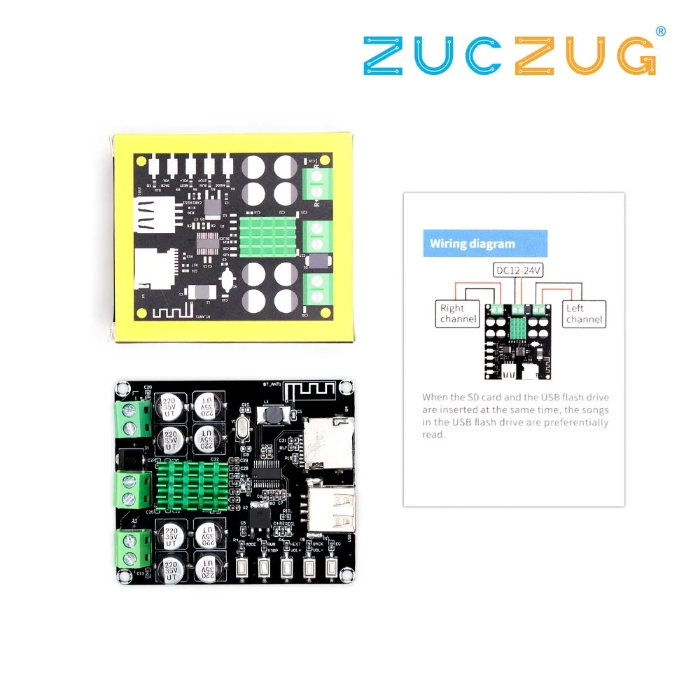 

VHM-302 TPA3116D2 Digital Bluetooth Amplifiers Board DC12V-24V Integrated Bluetooth U disk TF Player Amp Boards Dual Channels