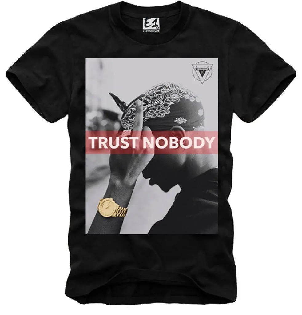 E1SYNDICATE футболка 2PAC не доверяйте никому Notorious Big черный 1764b Лето Мужская мода