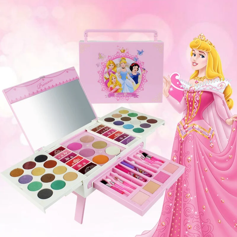 

56pc Disney Princess Cosmetic Girl Performs House Toys Child Safety Non-toxic Lipstick Set Gift Children Kid Girls make up toy