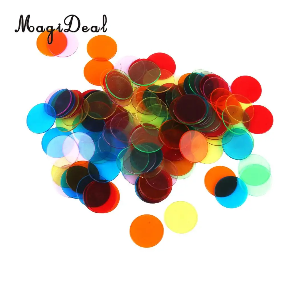 MagiDeal 120Pcs PRO Count Bingo Chips Markers for Bingo Game Cards 3cm 6 Colors Pocker Chips Fun Family Games Supplies Accessory