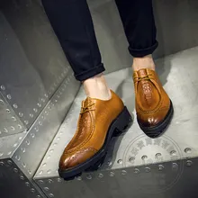 Cowhide Mens Dress Shoes 2016 Brush Off Alligator Pattern Mens Formal Shoes Thickness Bottom Cap Toe Cutout Mens Shoes Casual