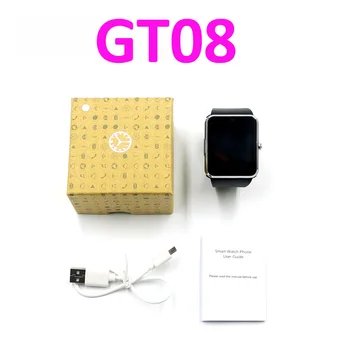 

100pcs GT08 smart watch Clock Sync Notifier SIM relogios Bluetooth for Apple iPhone Android Phone watch pk dz09 smartwatch