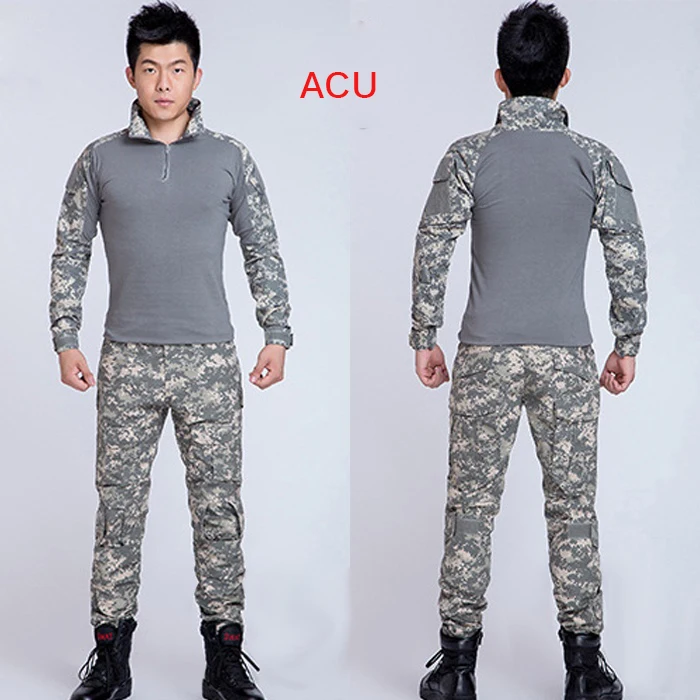 Тактическая БДУ Военная униформа открытый Тактический лягушка костюм темно-синий боевой CS наборы(рубашка+ брюки) Мультикам UN0020 Азиатский/бирка Размер M-2XL - Цвет: ACU
